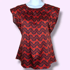 Jessica Red Short Sleeve Satin Blouse